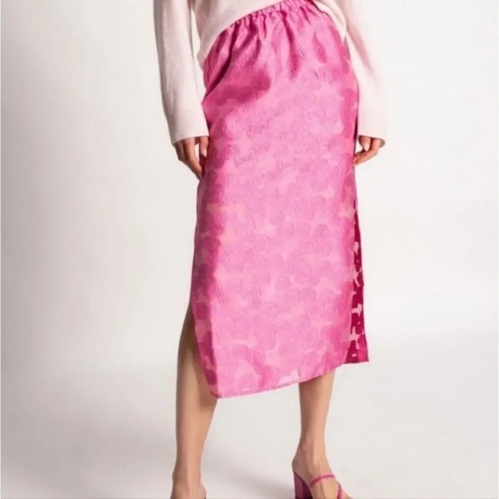 Pink Floral Midi Skirt